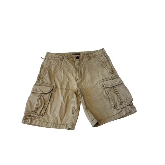 LL Bean Cargo Shorts Men's Size 34W Khaki Cotton Outdoor Hiking - Picture 1 of 7